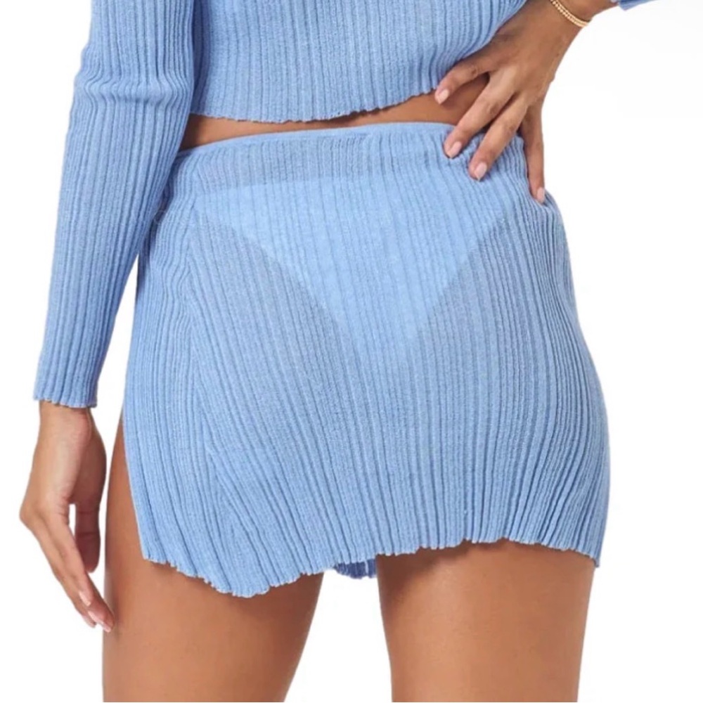 l*space Light Blue Ribbed Swim Coverup Skirt - Picture 2 of 7
